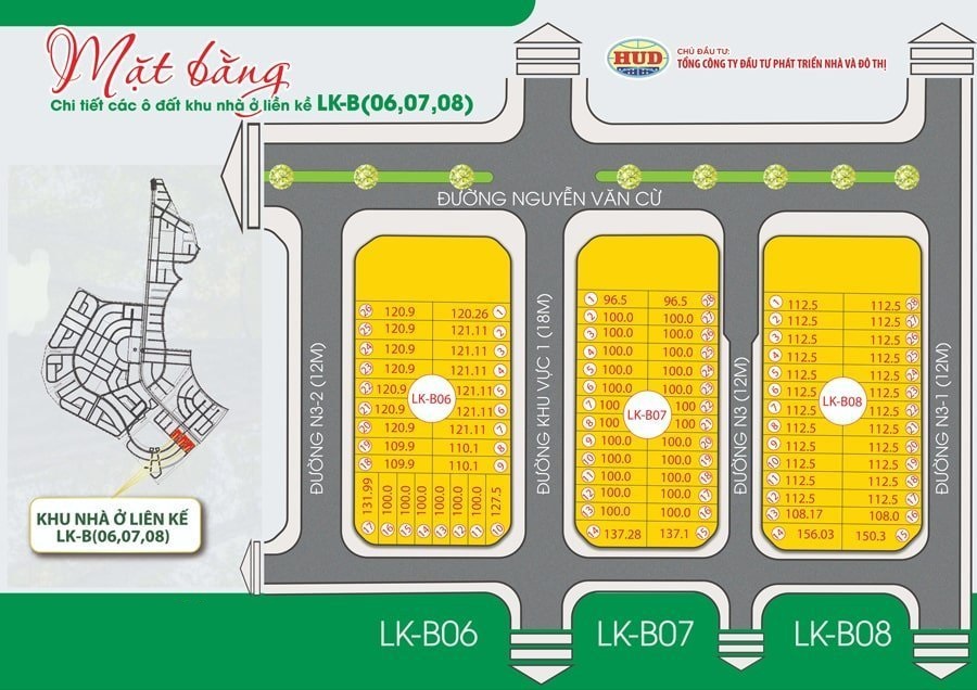 KHU ĐÔ THỊ SINH THÁI CHÁNH MỸ 131 Mặt bằng phân lô liền kề KDT Chánh Mỹ giai đoạn 1