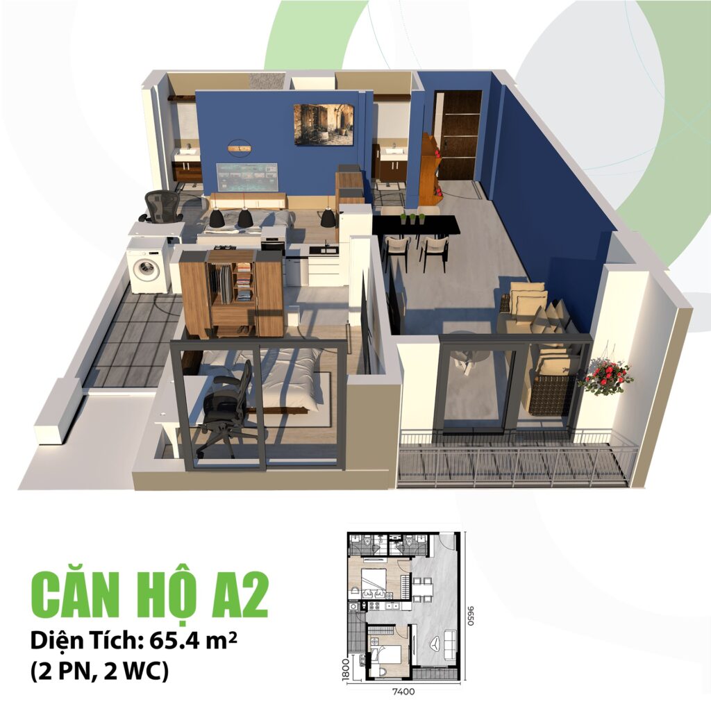 Căn hộ A2 - 65,4 m2