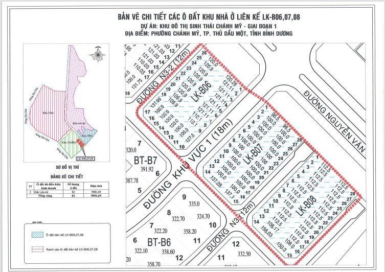 KHU ĐÔ THỊ SINH THÁI CHÁNH MỸ 90 Phân lô khu nhà ở LK06, 07, 08 - Chánh Mỹ GĐ1
