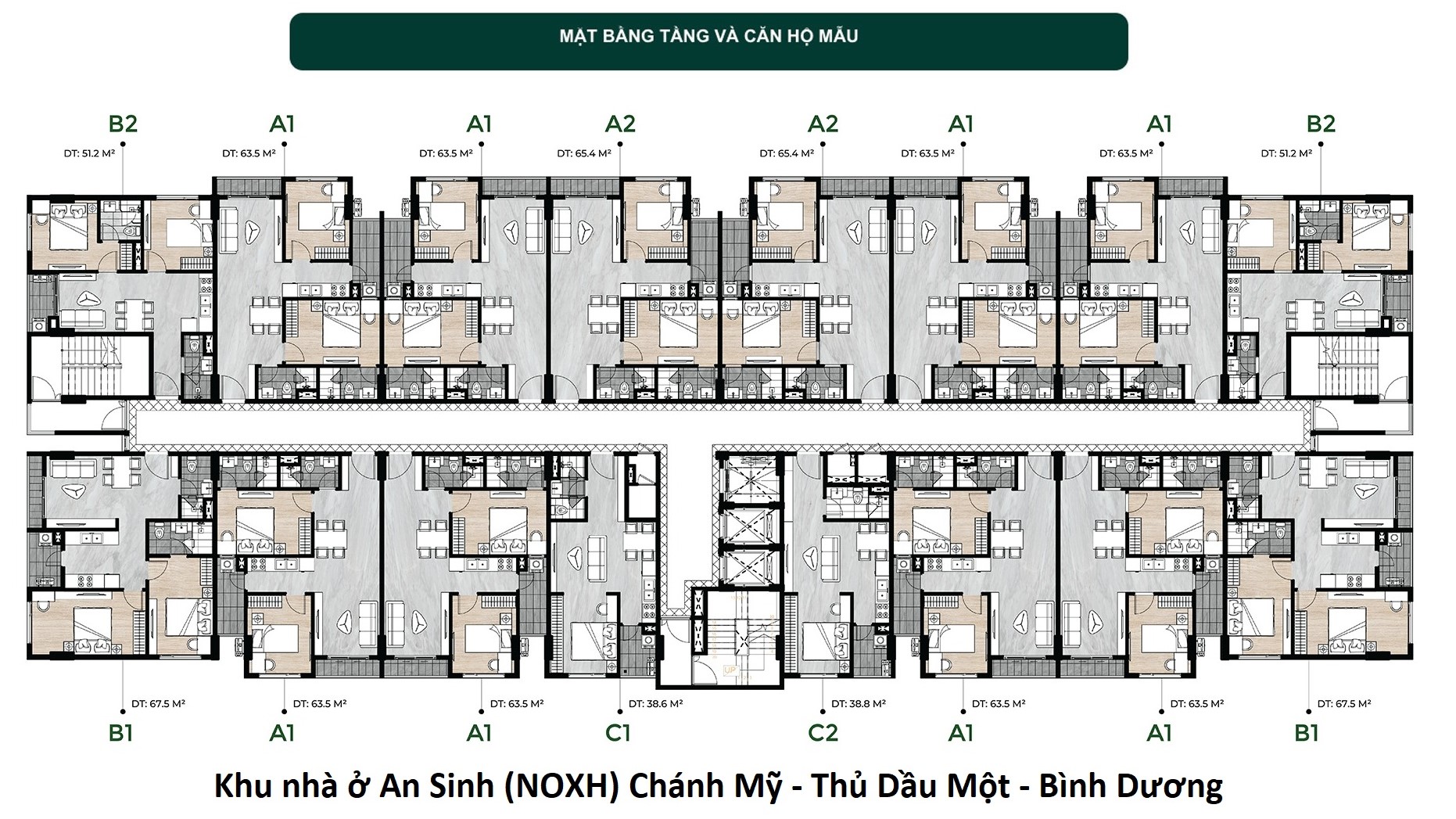 KHU ĐÔ THỊ SINH THÁI CHÁNH MỸ 121 Mặt bằng Chung cư An Sinh (NOXH) - Chánh Mỹ